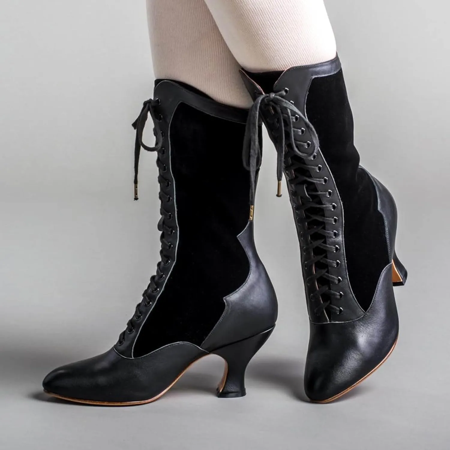 AMDBEL Wide Calf Boots for Women High Heel Womens Fall Boots 2024 Lace Up Sexy High Heel Pointed Toe Boots Winter Shoes