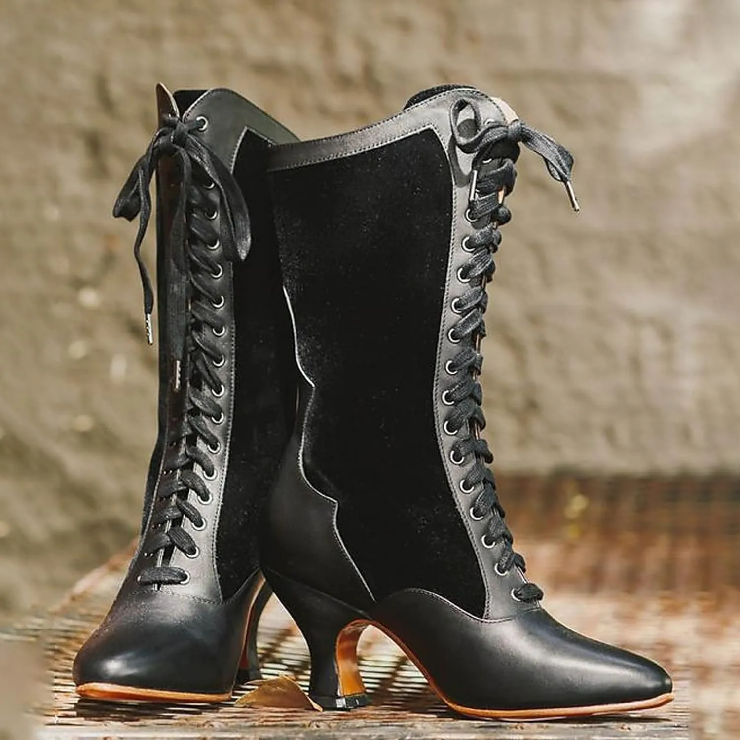 AMDBEL Wide Calf Boots for Women High Heel Womens Fall Boots 2024 Lace Up Sexy High Heel Pointed Toe Boots Winter Shoes