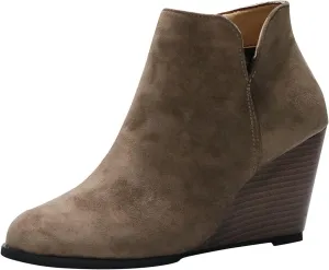 Cathalem Ankle Booties for Women, Womens Ankle Boots Pointed Toe Stacked Chunky Heels Tassels Side Zipper Booties
