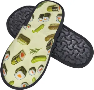 Fuzzy House Slippers Sushi Dill Pickles Plush Shoes Non-slip Memory Foam Slippers