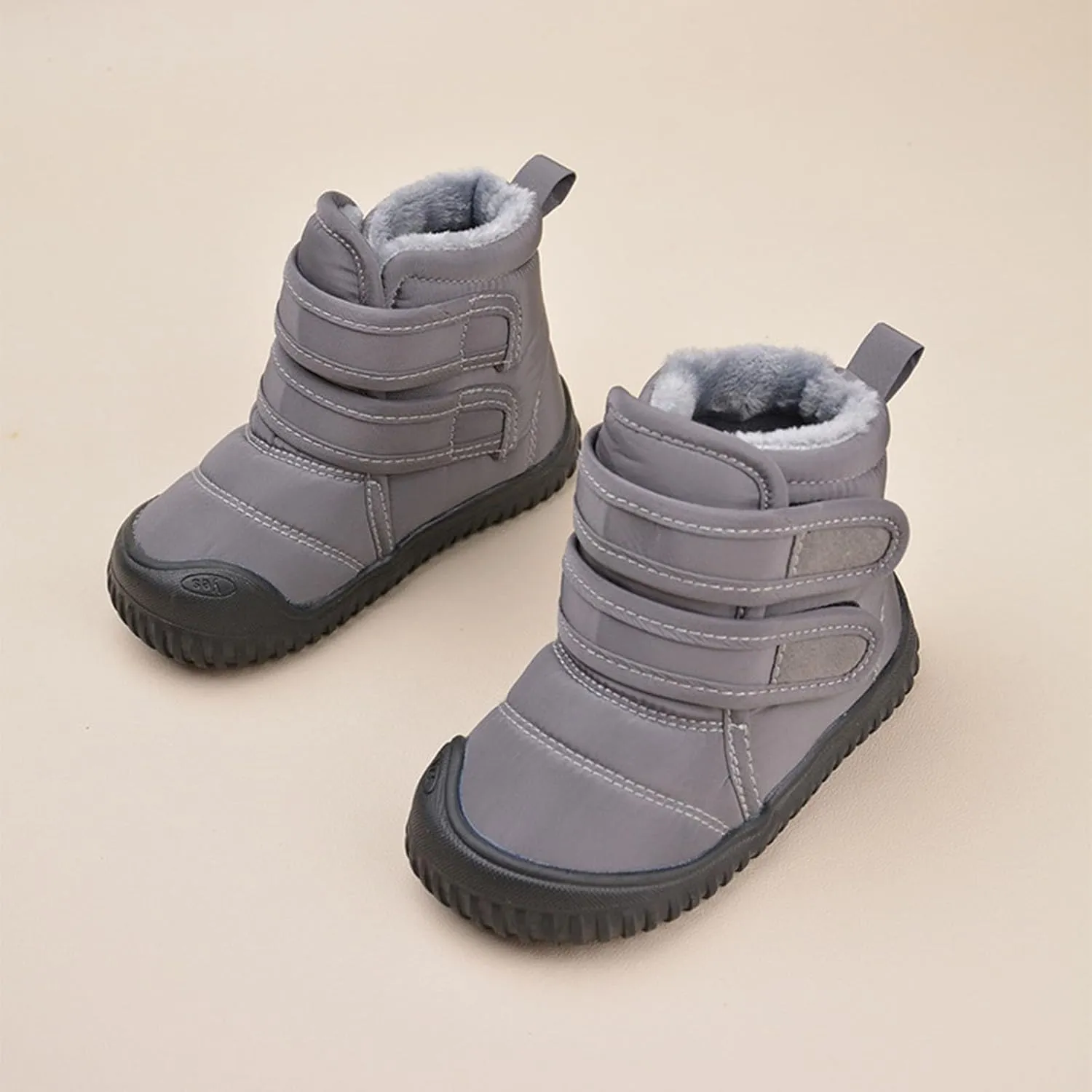 Fuzzy Snow Booties For Boys Kids Childrens Open Toe Fr Boots Shoes Winter Outdoor Ski Non Slip Shoes Padded Comfy