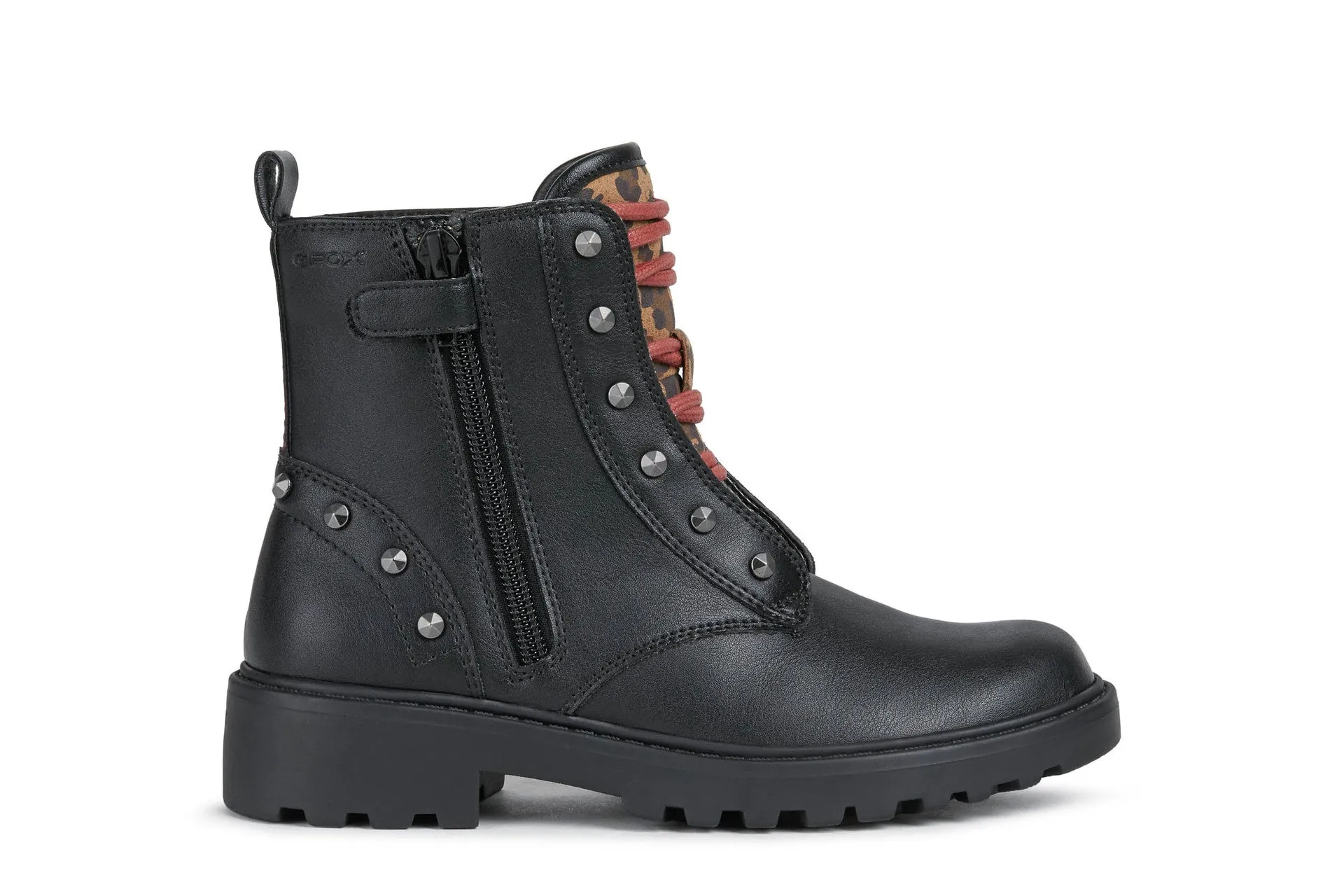 Geox Casey Girls Black-Whisky Lace Up Boot