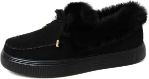 Ladmiple Boots for Women Ankle Booties with Fur Slip On Winter Snow Boots Warm Fashion Outdoor Comfortable Walking Shoes