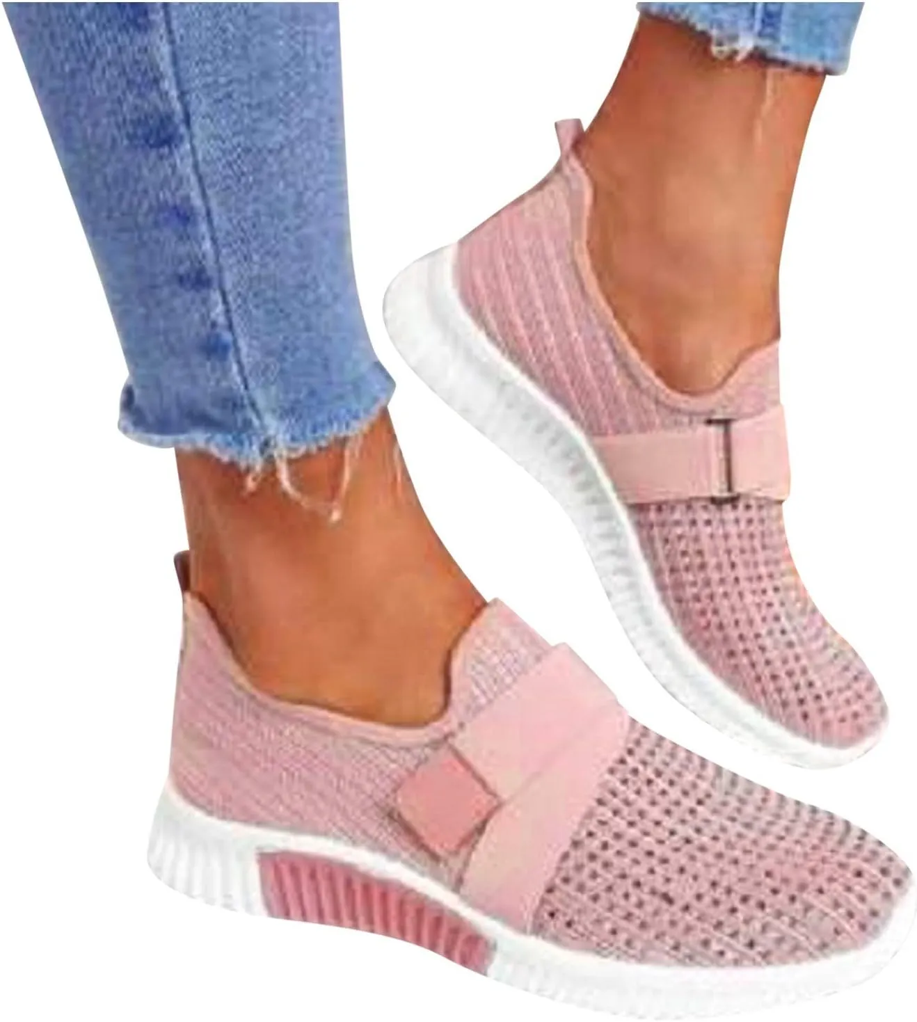 Sneakers for Women Mesh Slip On Running No Lace Walking Shoes Slip On Lightweight Gym Workout Breathable Fashion Sneakers