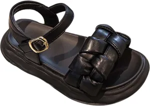 Summer Jelly Sandals for Little Girls Outdoor Soft Rubber Sole Beach Water Shoes with Adjustable Buckle