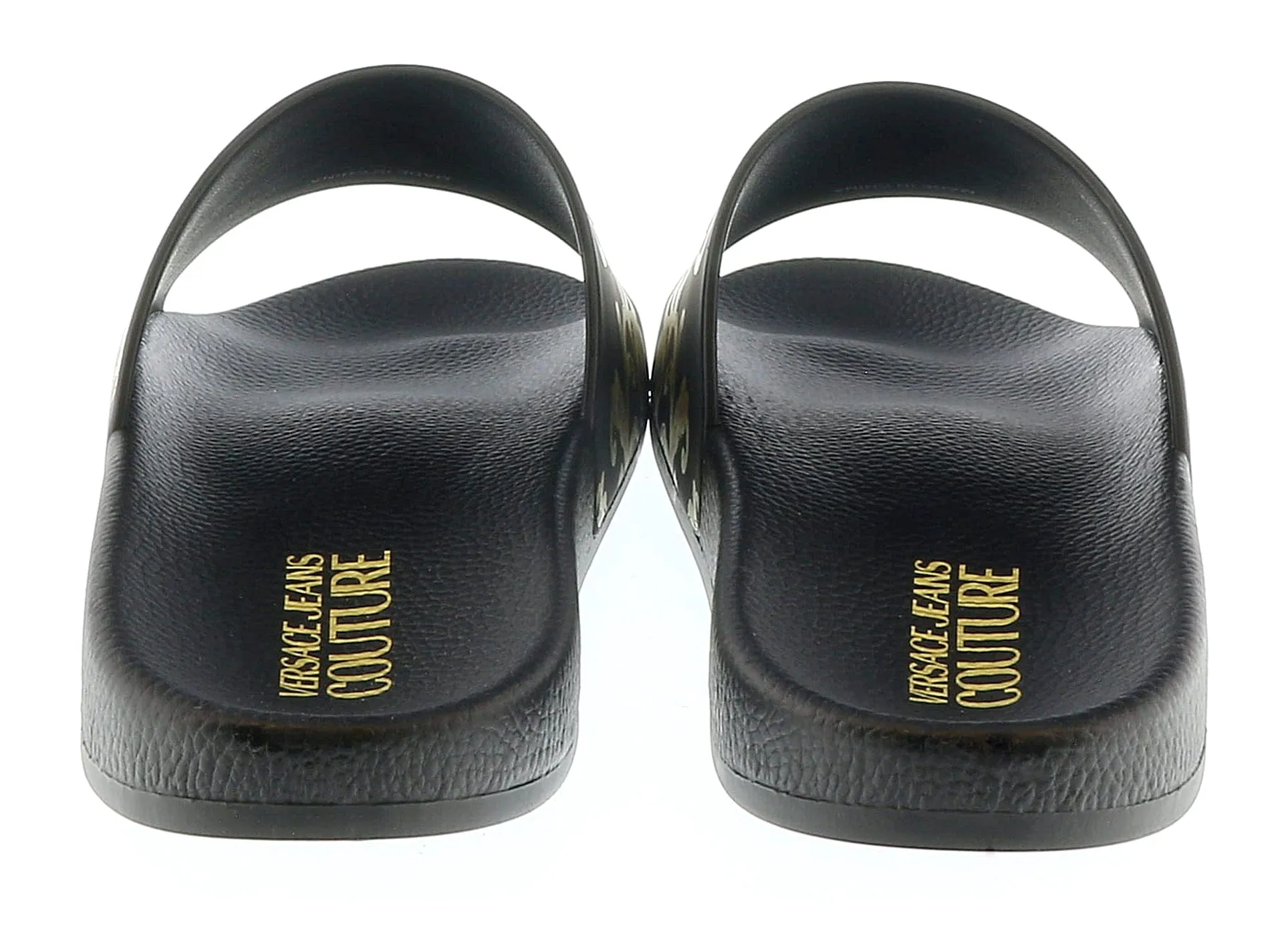 Versace Jeans Couture Black Gold Baroque Print  Pool Slide-