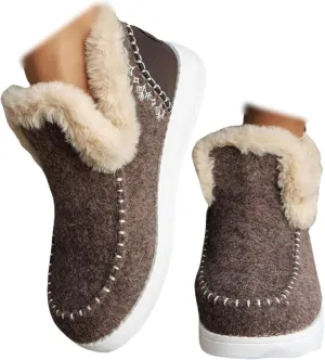 Winter Boots For Women 2024 Dressy Snow Boots Classic Faux Fur Lined Slip On Ankle Boots Fashion Warm Loafers Shoes