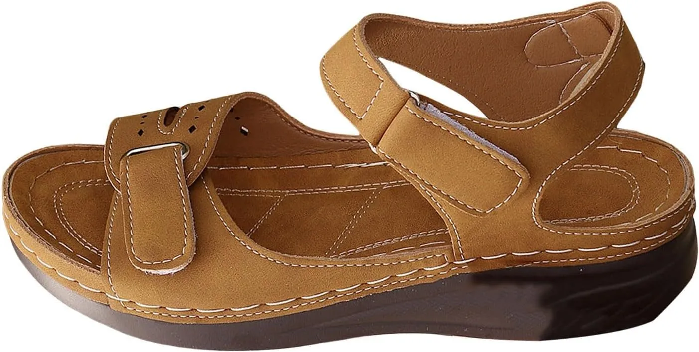 Women Arch Support Walking Sandals Summer Open Toe Orthopedic Platform Slip on Sandals
