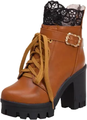 Women's Chunky Block Boots heels Side Zipper BootsKnee High Boots Suede Casual Shoes Combat Chukka Chelsea Chunky Pull On