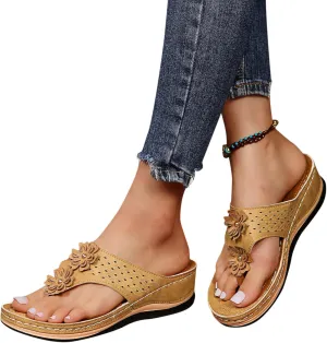 Womens Sandals Comfortable Flip Flops with Arch Support Summer Casual Dressy Wedge Platform Sandals Cute Shoes