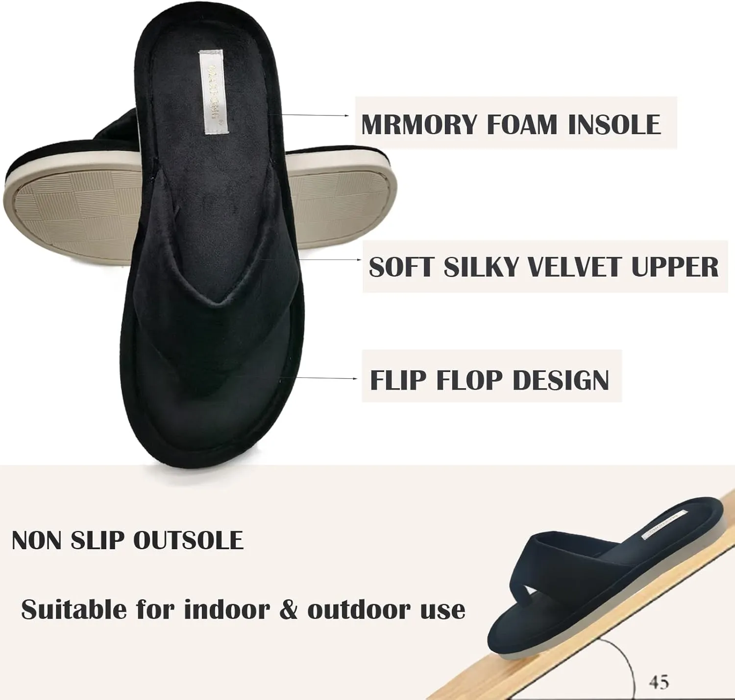 Womens Thong Slippers with Memory Foam for Women Open Toe Slip on