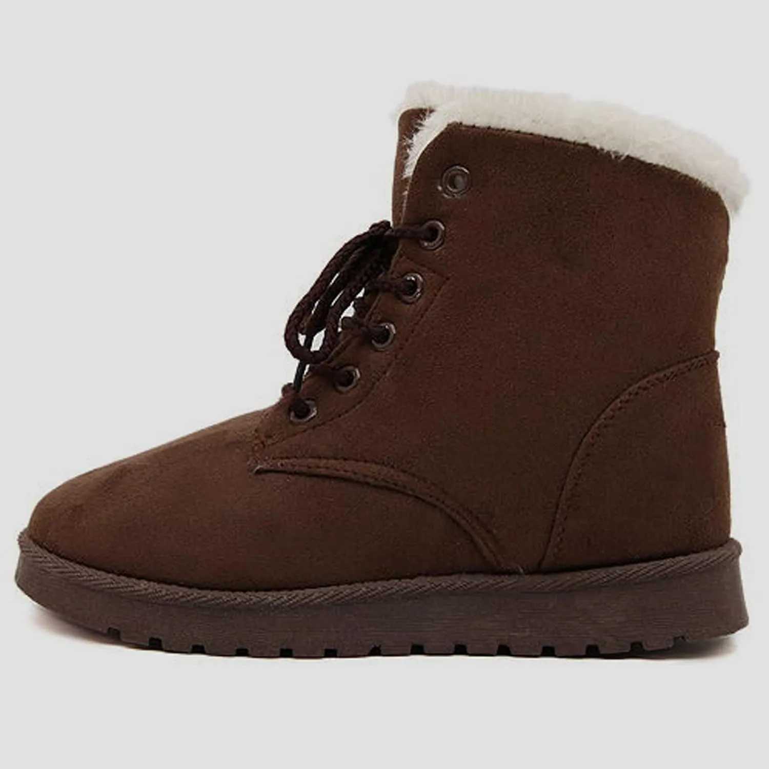 Womens Warm Plush Lined Winter Snow Boots for Women Lace Up Side Zipper Mid-Calf Fashion Booties